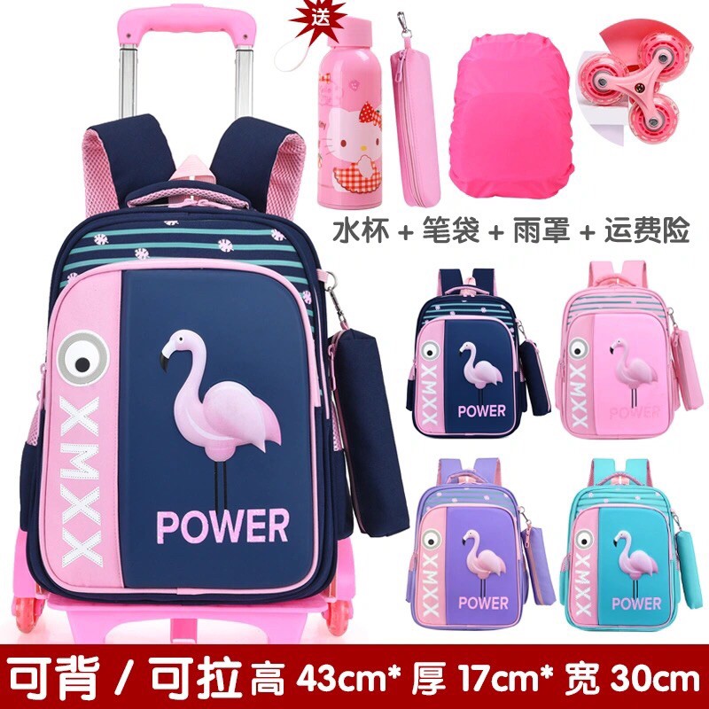 Balo kéo mẫu bé gái 22 kèm quà tặng bình nước+ bọc cặp+ hộp bút