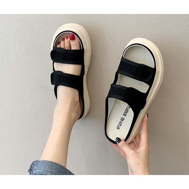 DÉP 2 QUAI NGANG BÁNH MỲ ĐỘN ĐẾ 3P CARO HOT TREND (SANDAL)
