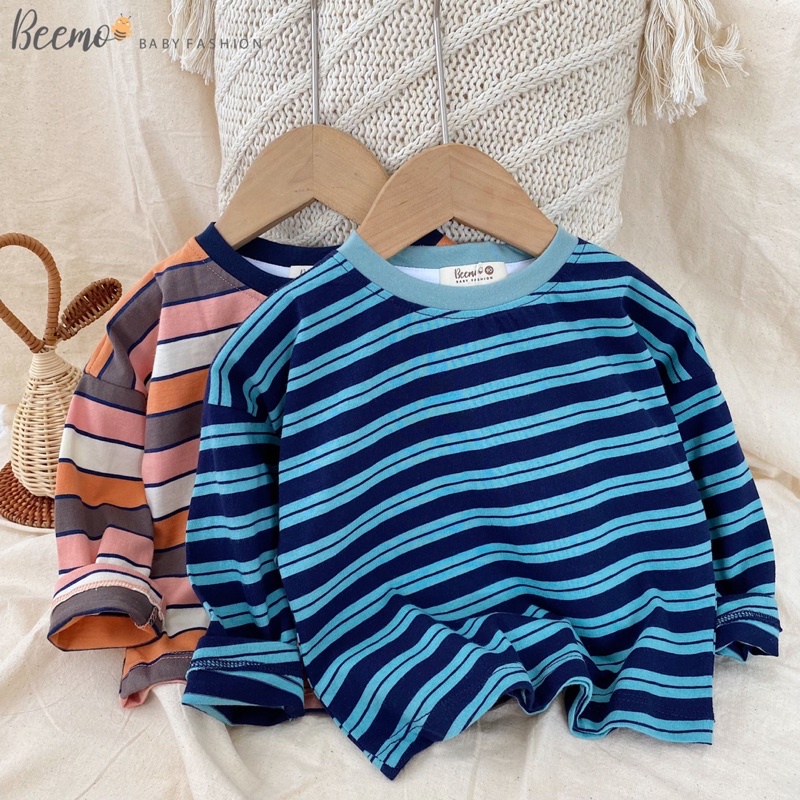 Áo cotton kẻ dài tay bé trai bé gái