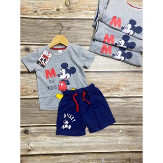 Set Bé Trai Cotton Mickey Mouse Màu Xám