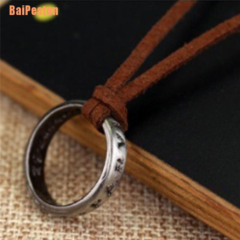 Vòng cổ Da Mặt Hình Vòng Tròn Khắc Số 4 Nathan Drake Phong Cách Vintage