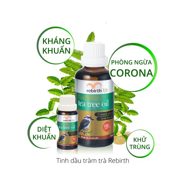 Tinh dầu giảm mụn tràm trà Rebirth Life Platium Tea Tree Oil 10ml RL23