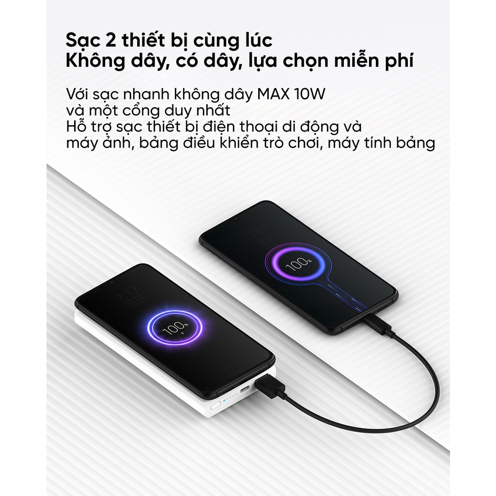 Sạc dự phòng Xiaomi Youth, pin dự phòng Xiaomi Youth hỗ trợ sạc không dây, Thiết kế gọn nhẹ,dễ mang theo, dung lượng lớn