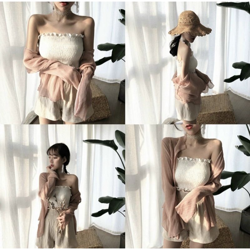 Áo ống nhún siêu cute dễ phối đồ