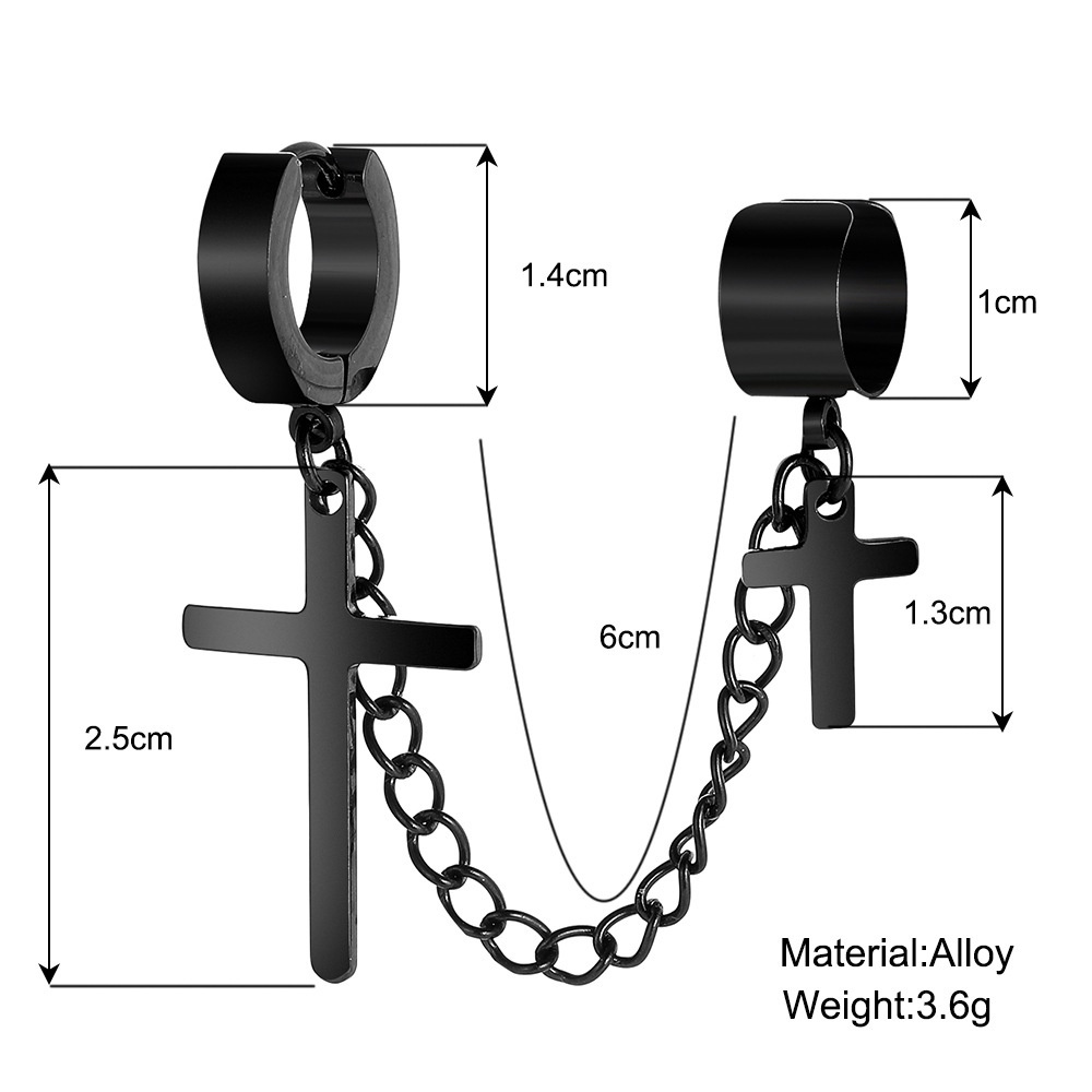 Khuyên Tai Nửa Tròn / Hình Thánh Giá Bằng Thép Không Gỉ Phong Cách Punk Gothic Cho Nam Và Nữ