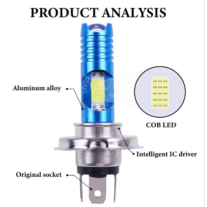 Đèn pha H4/P15D/BA20D 30LED 8W COB màu trắng+RGB DC12v dành cho xe máy/xe hơi