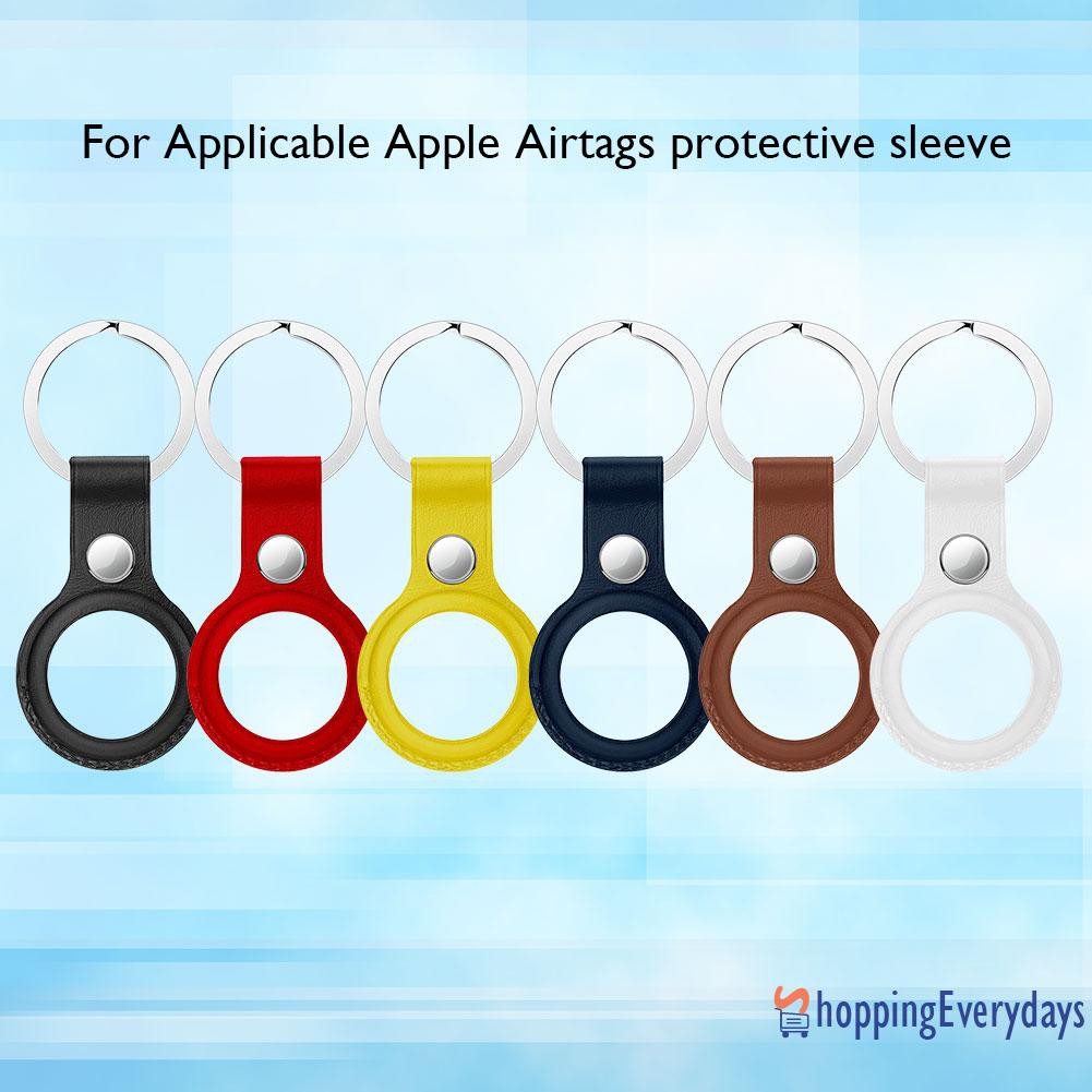 【sv】 Locator Tracker Protective Cover PU Leather Keychain Case for Apple Airtag