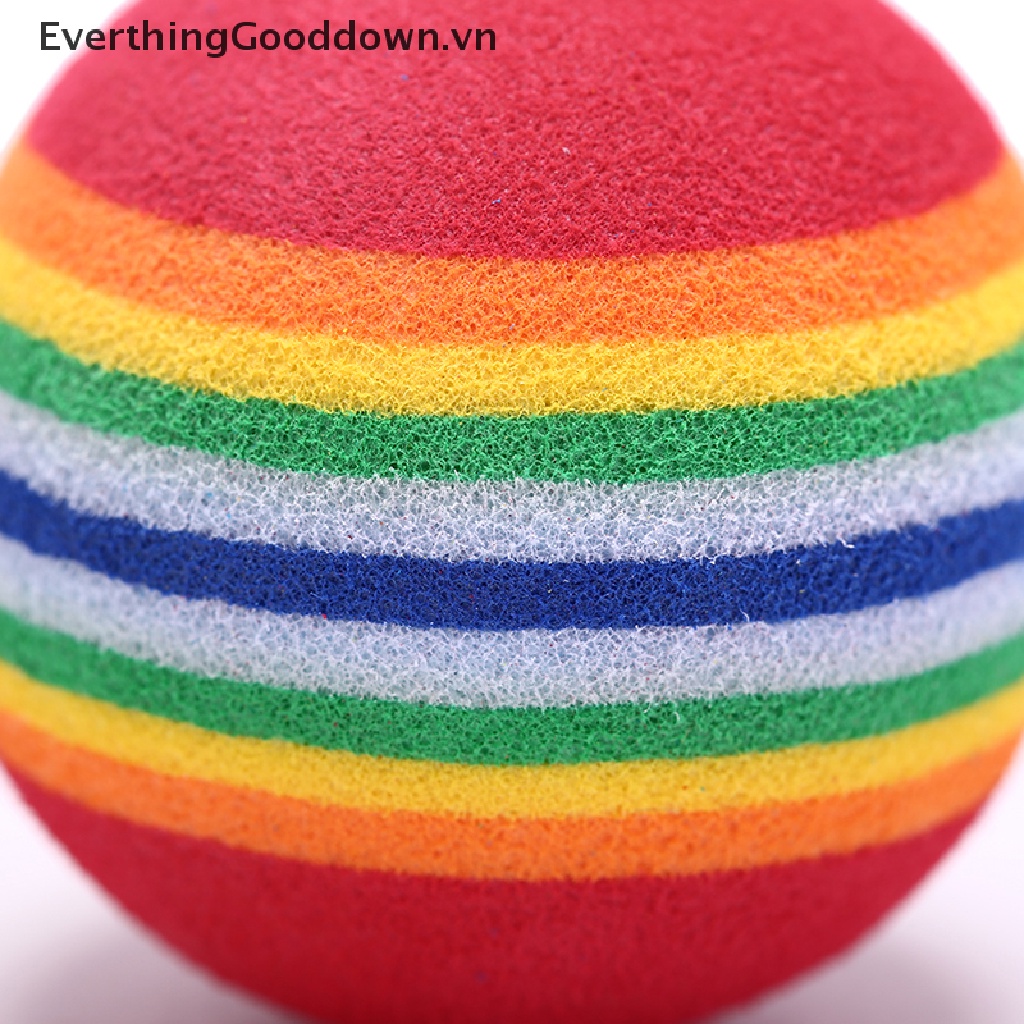 Everthinggooddown Set 10 Quả Bóng Đánh Golf Bằng Xốp Sọc Cầu Vồng Hỗ Trợ Luyện Tập