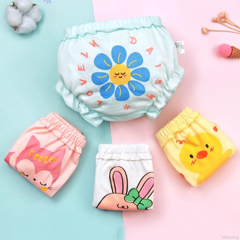 Quần tã cotton in họa tiết hoạt hình có thể giặt sạch tiện dụng cho bé sơ sinh