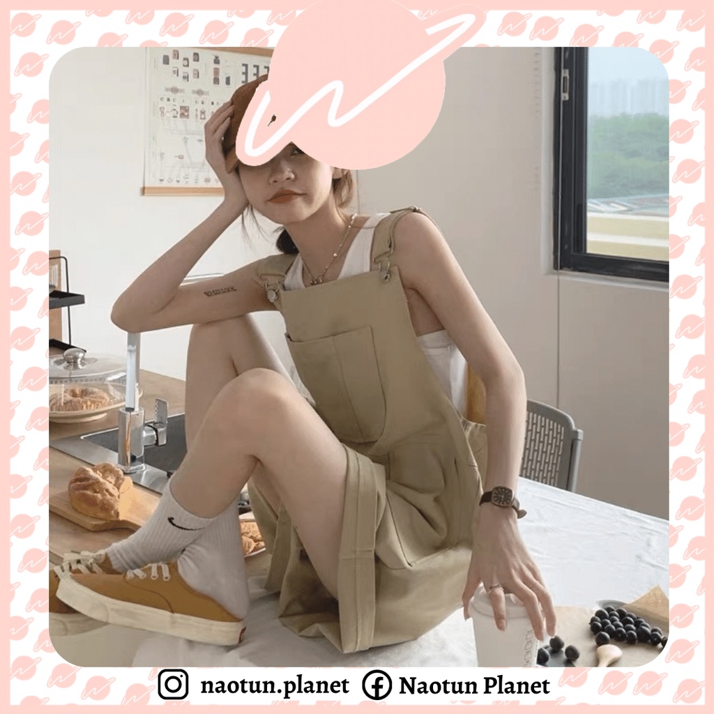 KhaLik Overall - Yếm Đùi (Có Sẵn) Màu Be Hợp Thời Trang Dành Cho Nữ Cực Xinh - Naotun Planet | BigBuy360 - bigbuy360.vn