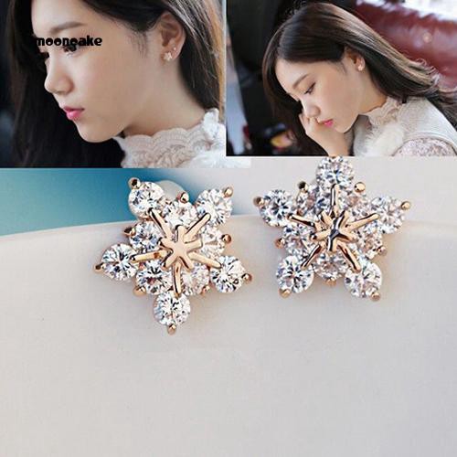 Khuyên tai hình bông tuyết đính đá thanh lịch dành cho nữ
