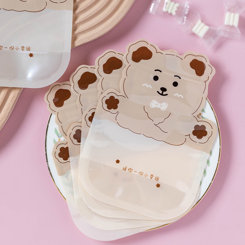 Túi zip trong suốt đựng bánh kẹo hình gấu hoạt hình dễ thương 2022