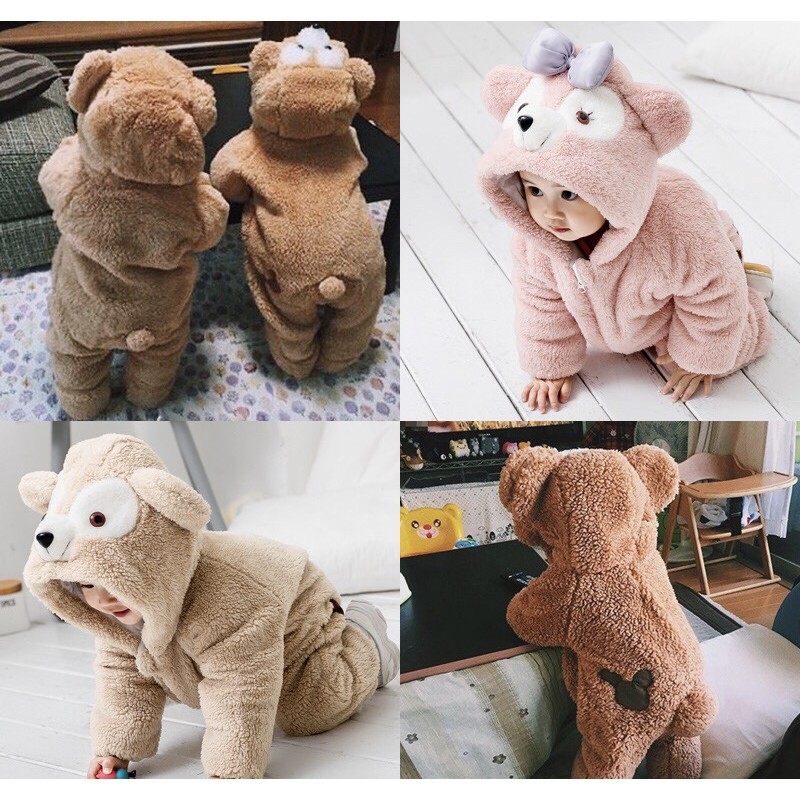 Bộ Áo Liền Quần Hình Gấu Duffy Thời Trang Mùa Đông Hàn Quốc Cho Bé 0-3 Tuổi