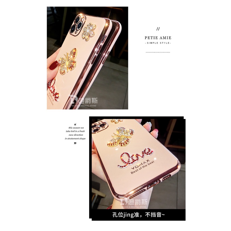 Ốp Điện Thoại Mềm Mạ Kim Cương Hình Bướm Cho iphone 15 pro max ip 14 13 12 11 pro max xr xs max x 7 8 plus se3 12 13