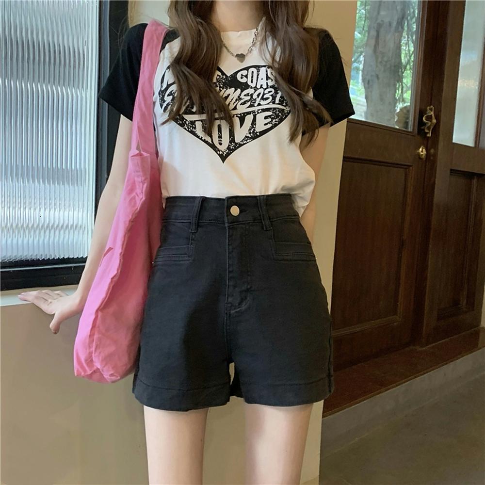 Quần Short Denim Lưng Cao Ống Rộng Phong Cách Retro Thời Trang Mùa Hè 50550