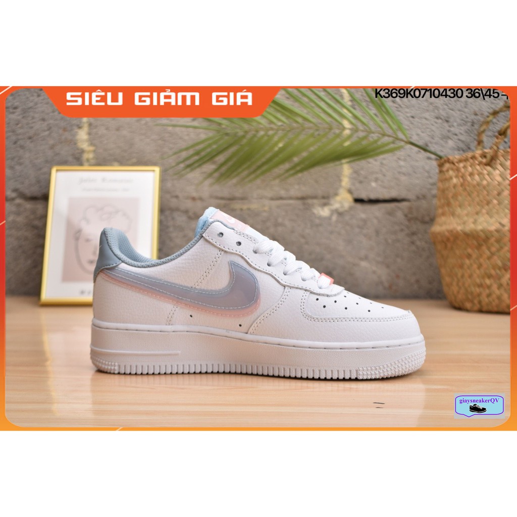 Ảnh thật giày thể thao Air Force 1 Low LV8 Double Swoosh Light Armory Blue dành cho nữ