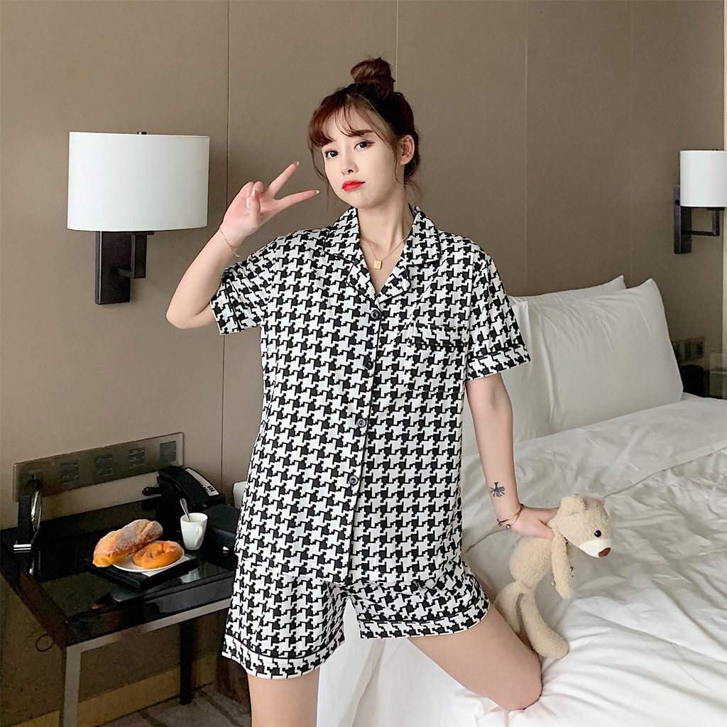 Đồ bộ mặc nhà nữ Cotton quần đùi, áo ngắn tay CiCi