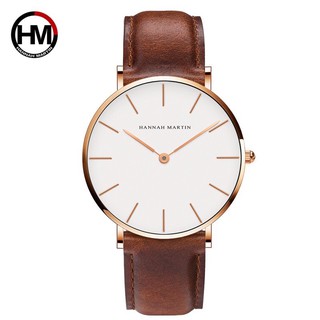 Đồng hồ nam hannah martin dây da siêu bền cực lịch lãm
