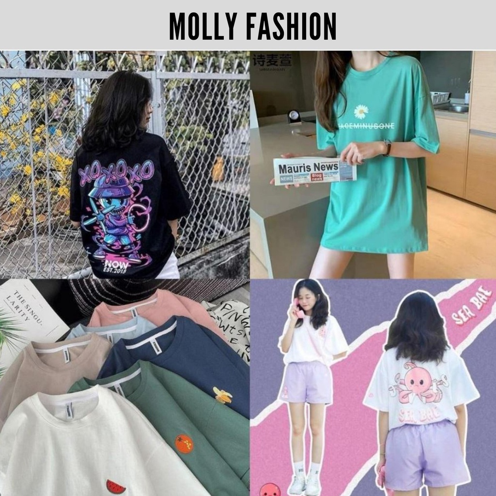 Áo thun tay lỡ ❤️ Áo phông Unisex NHIỀU MẪU form rộng Freesize dành cho nam nữ Molly Fashion
