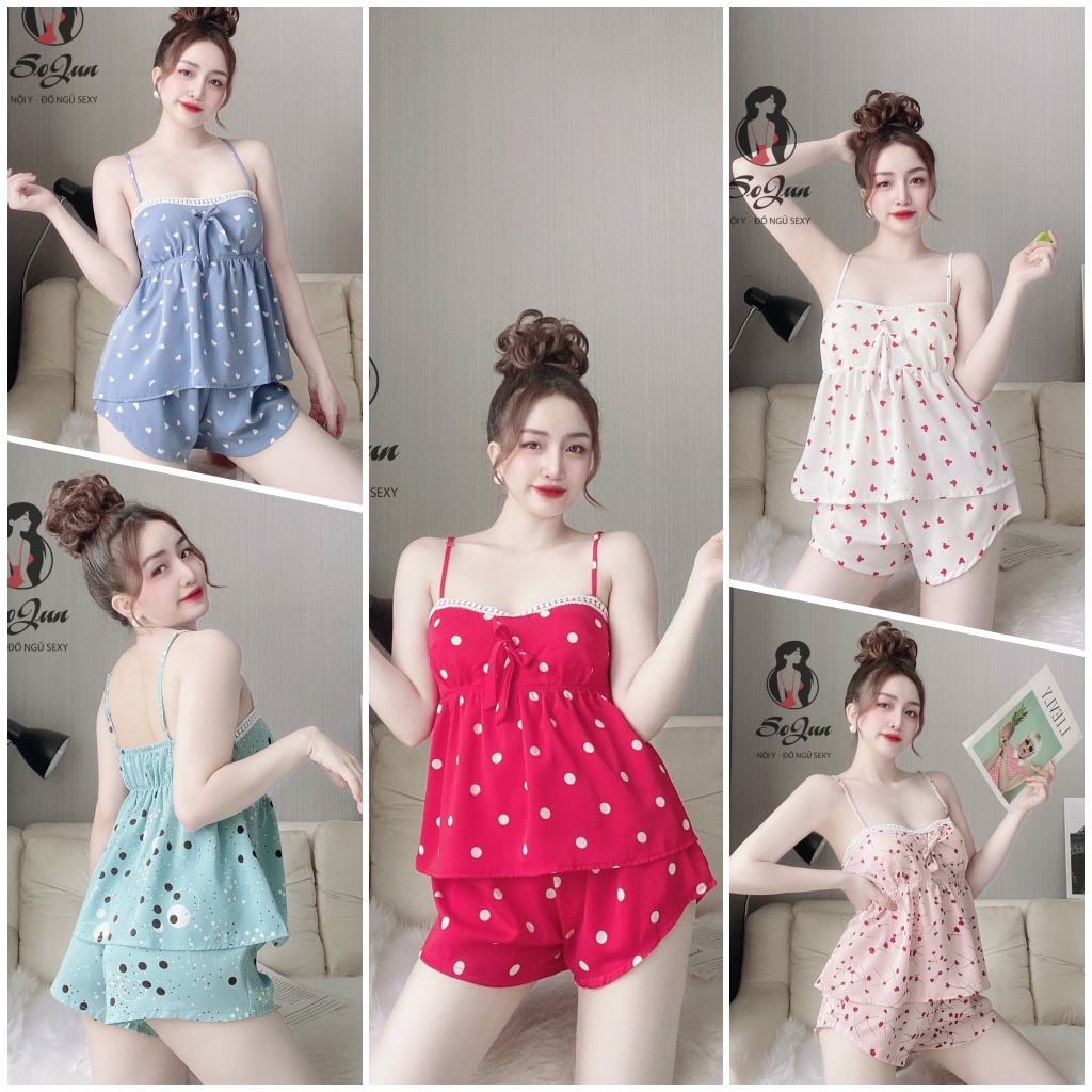 [Mã FAMARAL1 giảm 10K đơn 50K] Đồ Mặc Nhà Nữ SOJUN Bộ Mango Có Mút Ren Ngực &lt;65kg