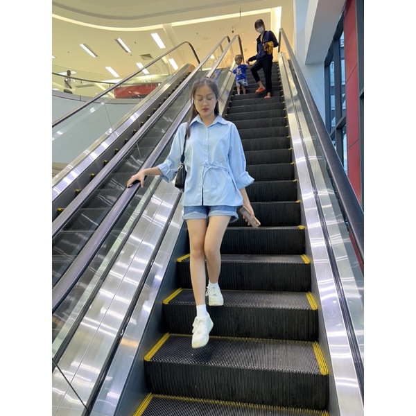 Sơmi  buộc nơ sườn cá tính - ảnh thật