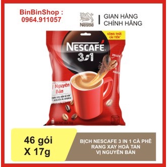 Cà phê rang xay hoà tan Nescafe 3in1 bịch 782g đỏ(46 gói*17g) - Nestle