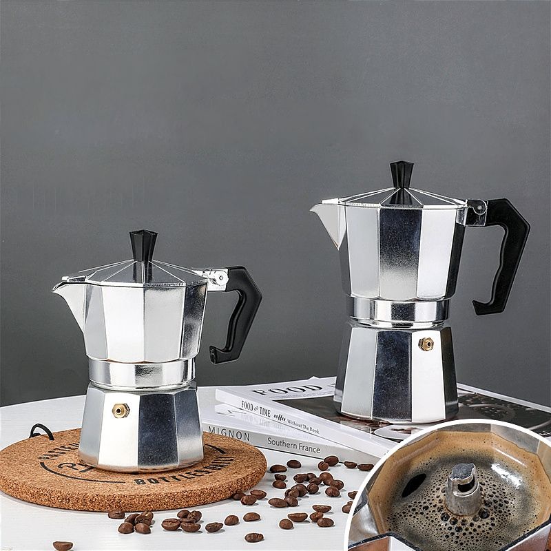 Ấm pha cà phê Moka Pot băng nhôm 150ML, bình pha cà phê kiểu Ý- Loại cơ bản