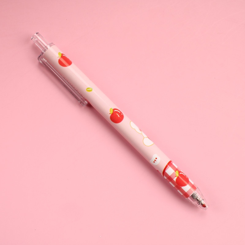 6 Cây bút bi bấm mực gel đen 0.5 in hình vẽ gấu hoạt hình dành cho học sinh