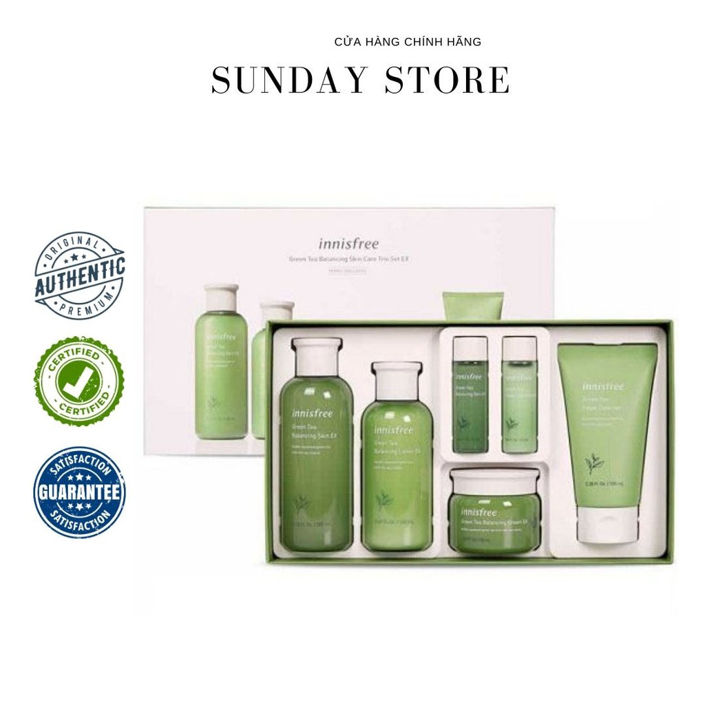Bộ Dưỡng Da Trà Xanh Innisfree Green Tea Balancing Skin Care Trio Set EX- Sét 6 sản phẩm