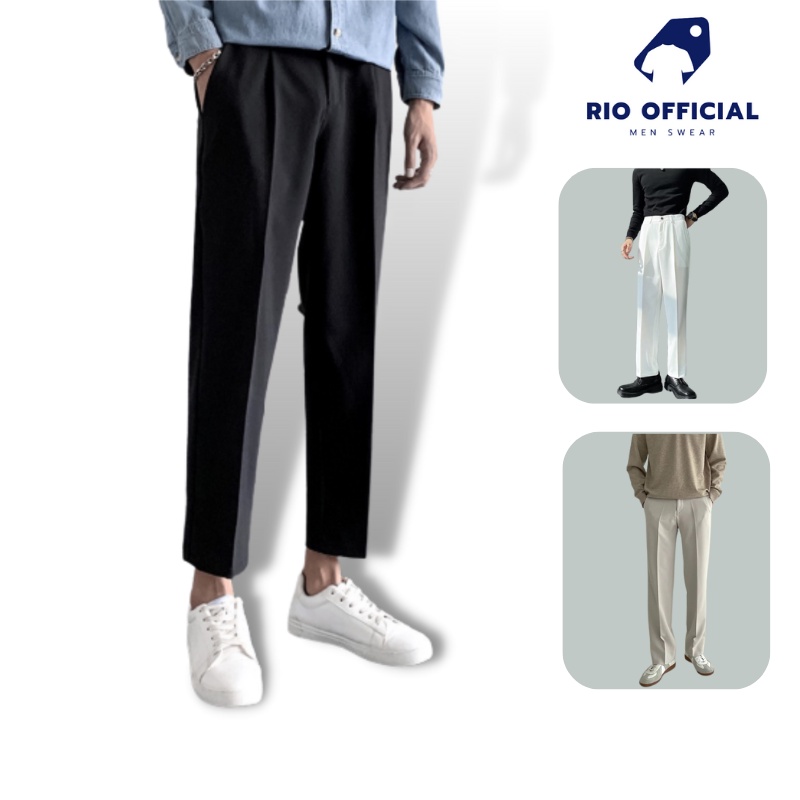 Quần baggy nam âu tây ống rộng suông vải hàn vinteck co giãn phân loại tây âu dáng xuông kiểu dáng trẻ trung năng động