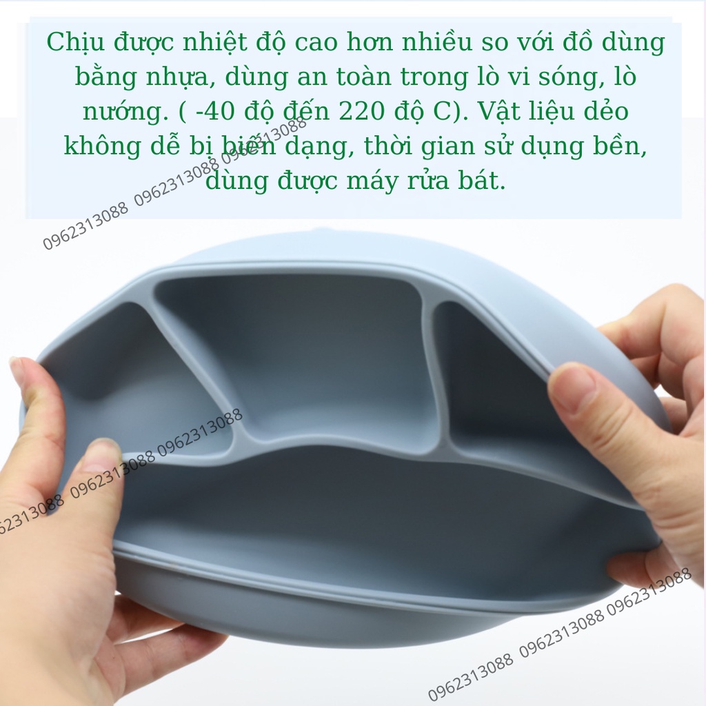 Khay đựng đồ ăn dặm silicon chống đổ cho bé kiểu Nhật có nắp - Mokids
