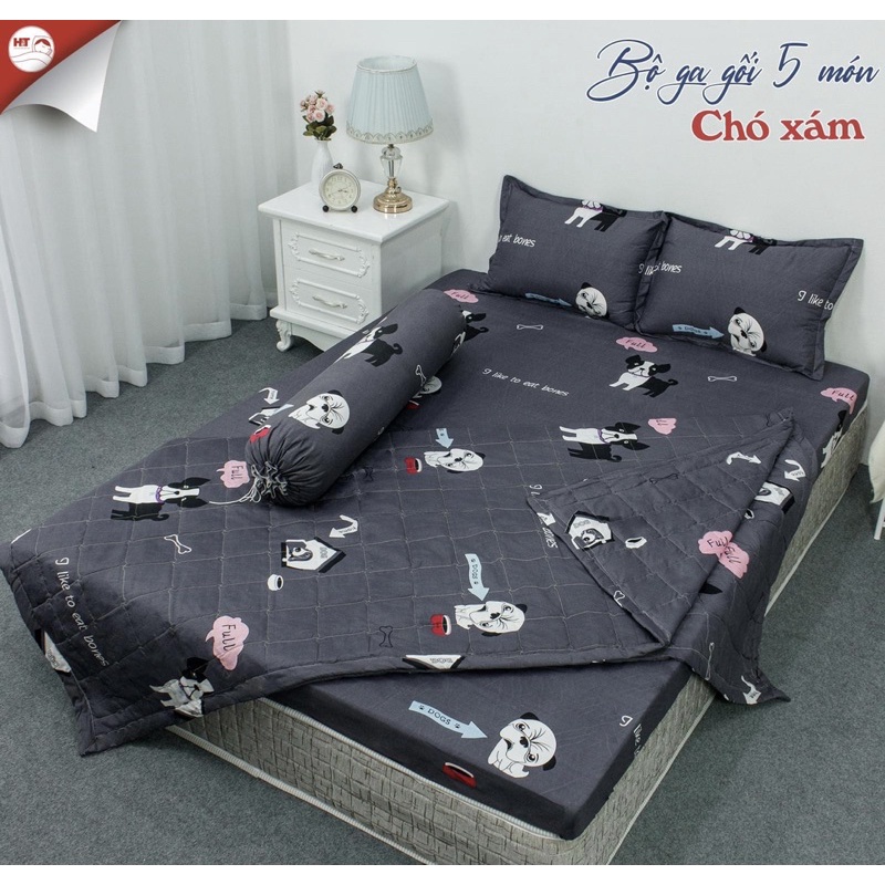 Bộ Chăn Hè Ga Giường 5 Món Cao Cấp Cottonpoly hàng loại 1 mẫu mã đa dạng