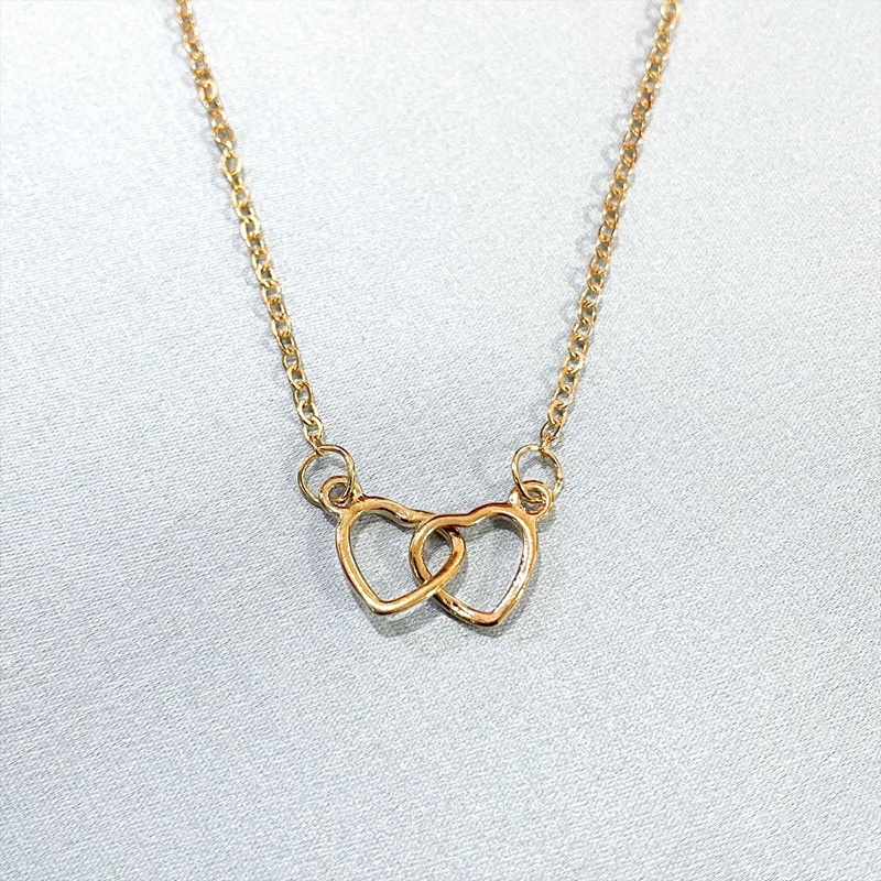 Vòng cổ Tình Bạn Mặt Trái Tim Đôi Đính Đá Zircon Lấp Lánh Thời Trang