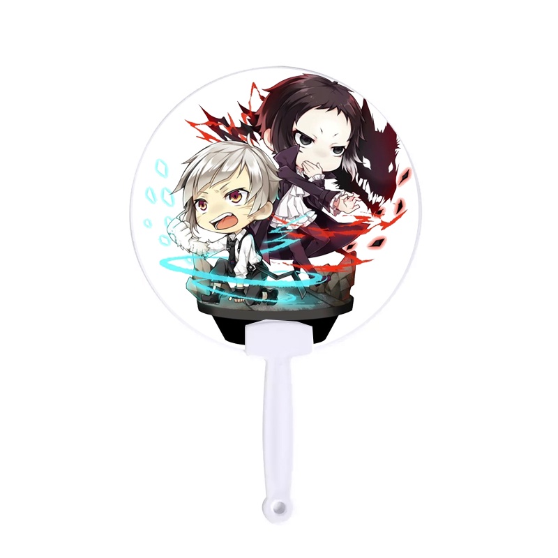 Quạt tròn cán nhựa in hình Bungou Stray Dogs chibi anime xinh xắn