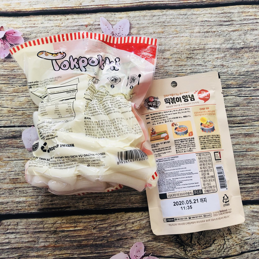 Bánh gạo Hàn Quốc 500G kèm sốt nấu tokbokki Beksul 150G