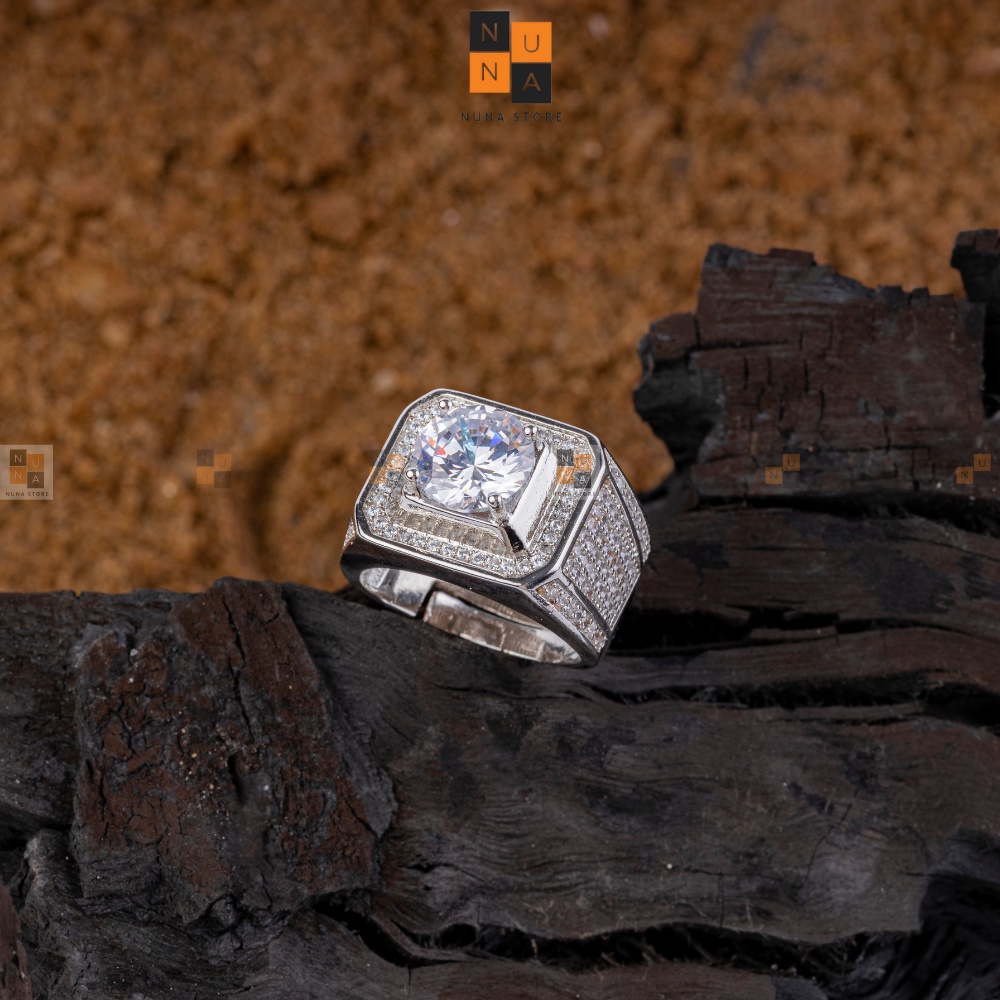 Nhẫn nam nhẫn bạc 925 có gắn đá nhân tạo thời trang DN1102