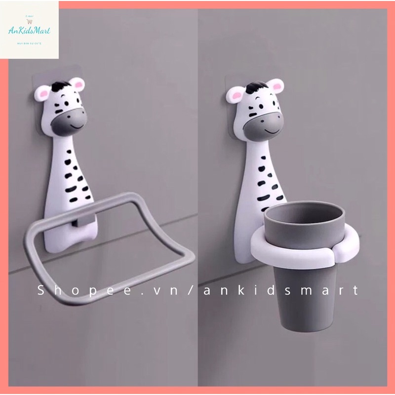 Bộ cốc, khay đựng xà bông, giá treo khăn hình hoạt hình dễ thương