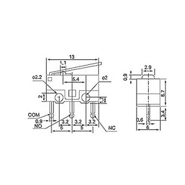 10pcs Limit Microswitch With Three Straight Legs Mouse Side Key Momentary Micro Limit Switch 1A/125VAC For MK7/ MK8 | BigBuy360 - bigbuy360.vn