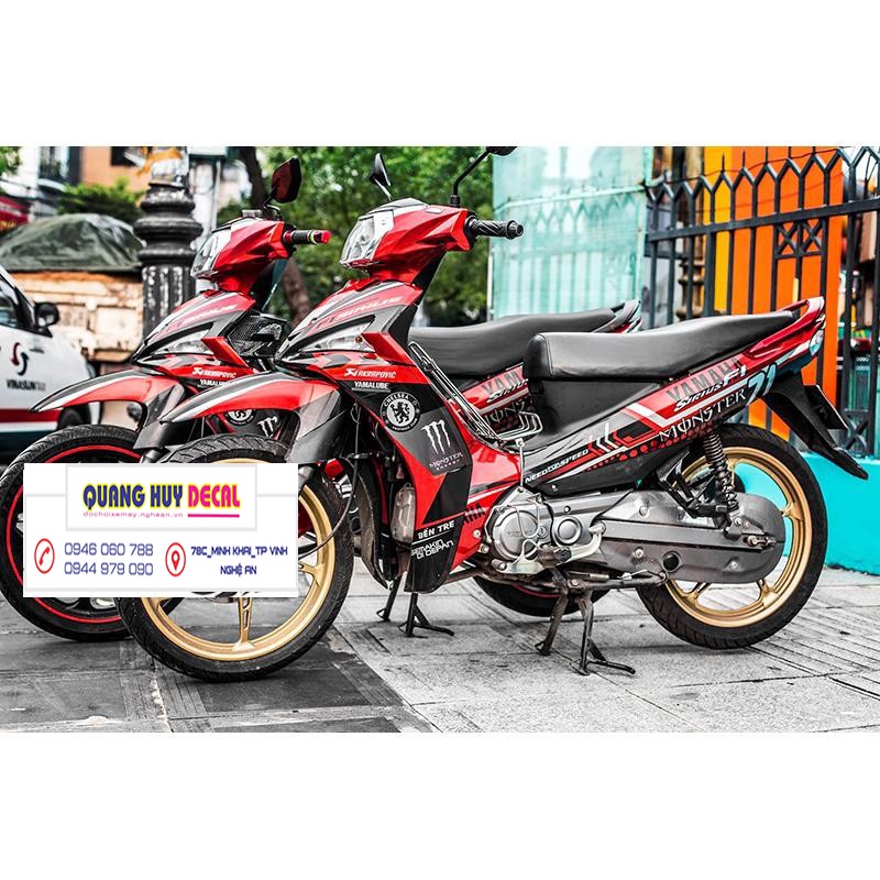 Tem trùm sirius fi đỏ đen monster - Độ dán team trùm decal xe máy sirius fi đỏ đen monster - Team trùm decal xe máy siri