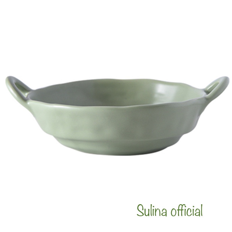 Chén bát đĩa sứ decor dễ thương chảo hai quai Sulina official S02