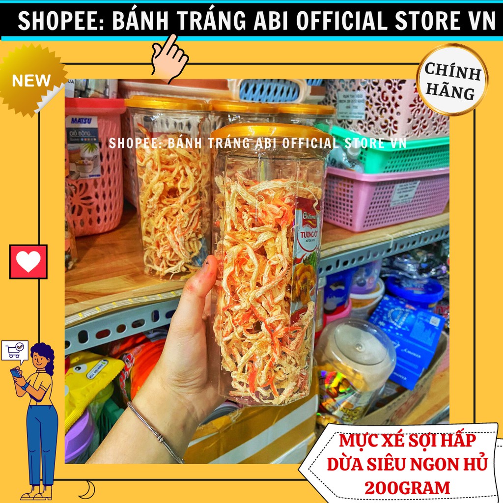 200G MỰC HẤP NƯỚC DỪA XÉ SỢI HỦ LỤC GIÁC NẮP VÀNG SIÊU NGON | BigBuy360 - bigbuy360.vn
