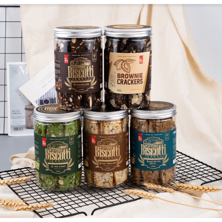 Combo Brownie Crackers 250Gr Và BICOSTTI Cao Cấp 250Gr Thương Hiệu Gạch Đỏ Hỗ Trợ Giảm Cân Siêu Tiện Lợi