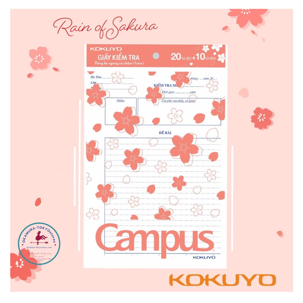 Giấy kiểm tra 4 ly ngang, Campus, giấy thi dành cho học sinh sinh viên, 15 tờ đôi/1 túi khổ a5