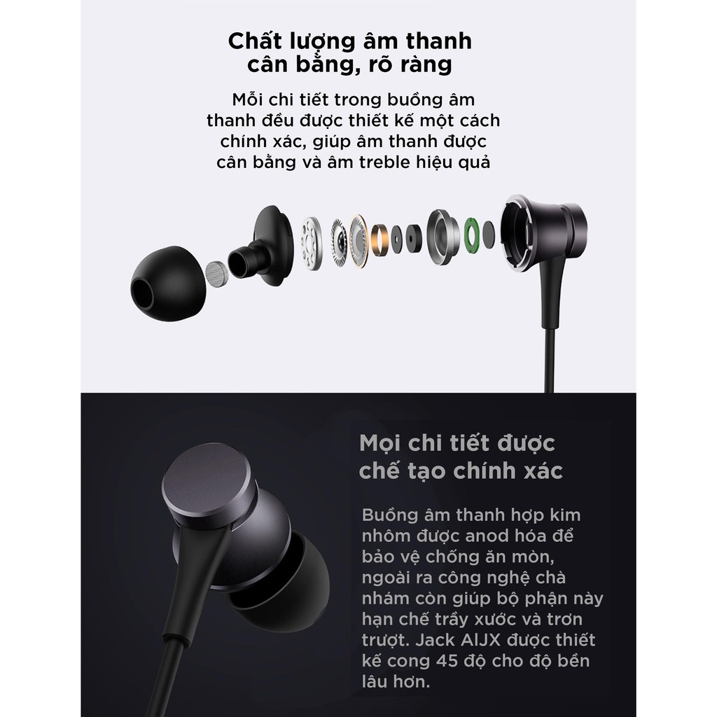 Tai nghe Xiaomi Piston Lite 2017 âm thanh chống ồn tương thích với mọi thiết bị điện thoại