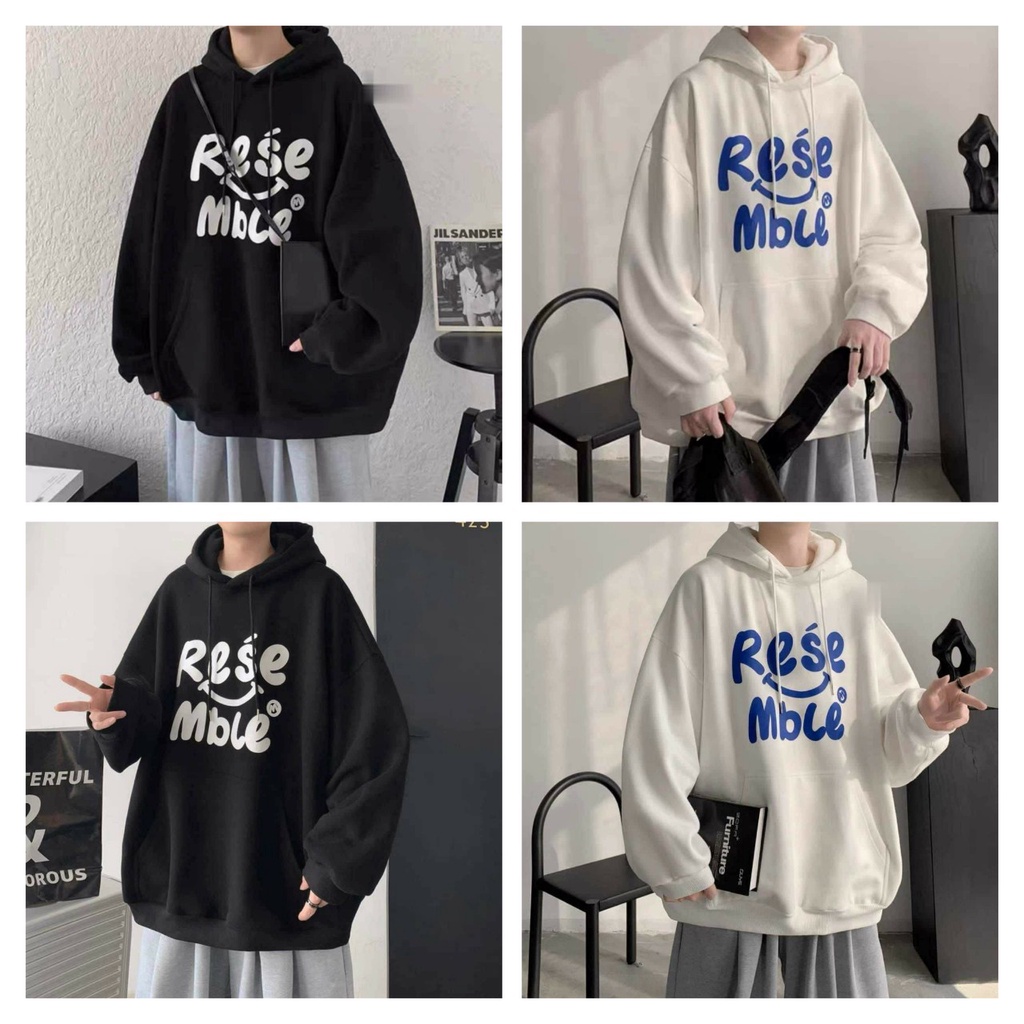Aó Khoác Hoodie & Sweater Nam Nữ Họa Tiết Mặt Cười Phối Chữ RESE MbLE Chất Nỉ Mềm Mịn Nón 2 Lớp Có Khoen TPhoodie