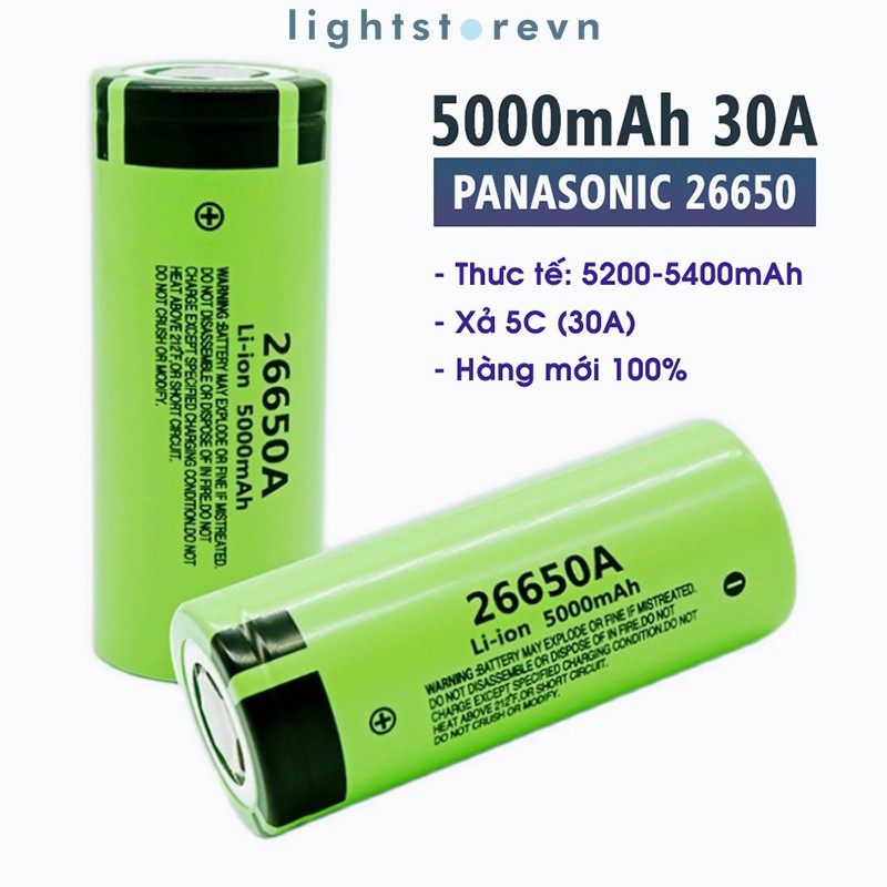 Pin lithium 26650 5000mAh xả cao 5C 30A cho đèn pin siêu sáng, biến tần