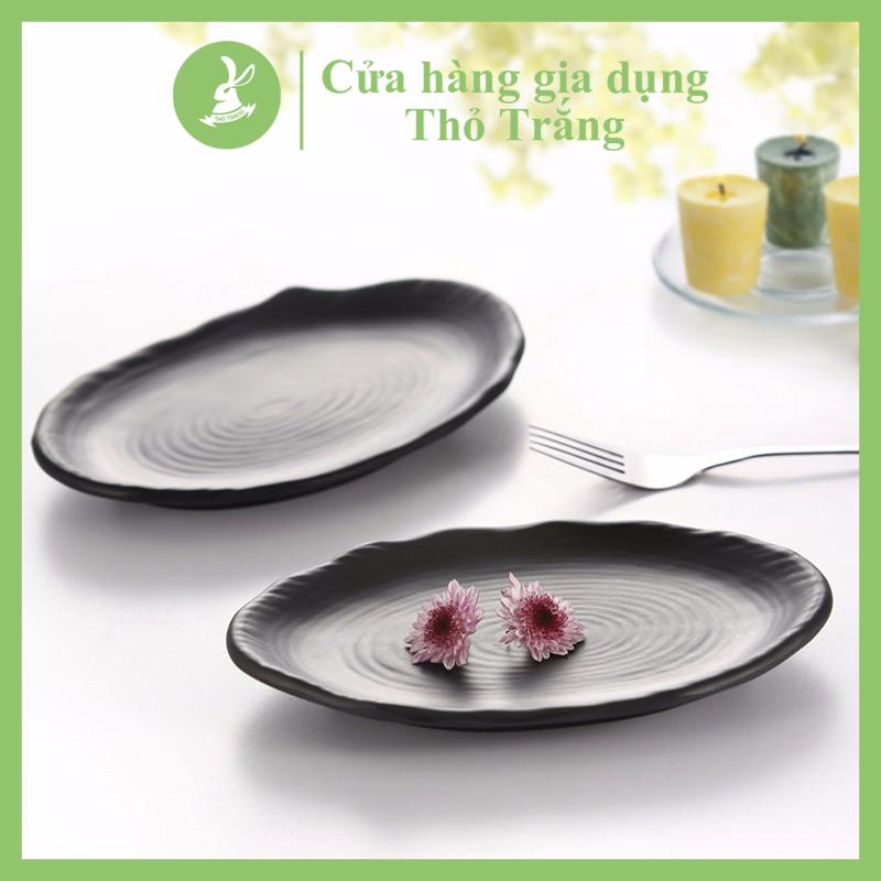 Dĩa Nhựa Melamine Hạt Xoài Màu Đen 31x20.5CM NO24122