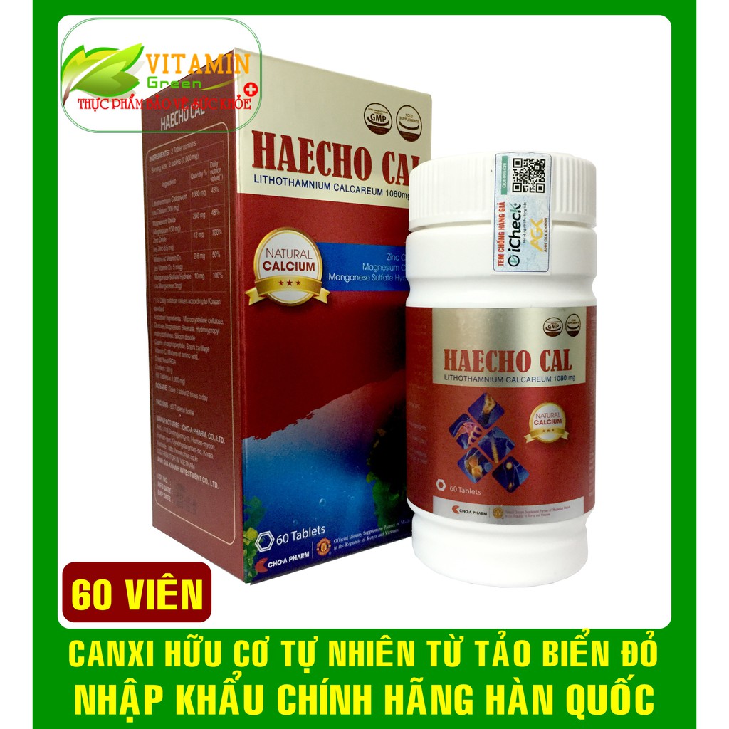 VIÊN UỐNG BỔ SUNG CANXI HỮU CƠ TỪ TẢO BIỂN HEACHO CAL (60 viên) | NHẬP KHẨU CHÍNH HÃNG HÀN QUỐC