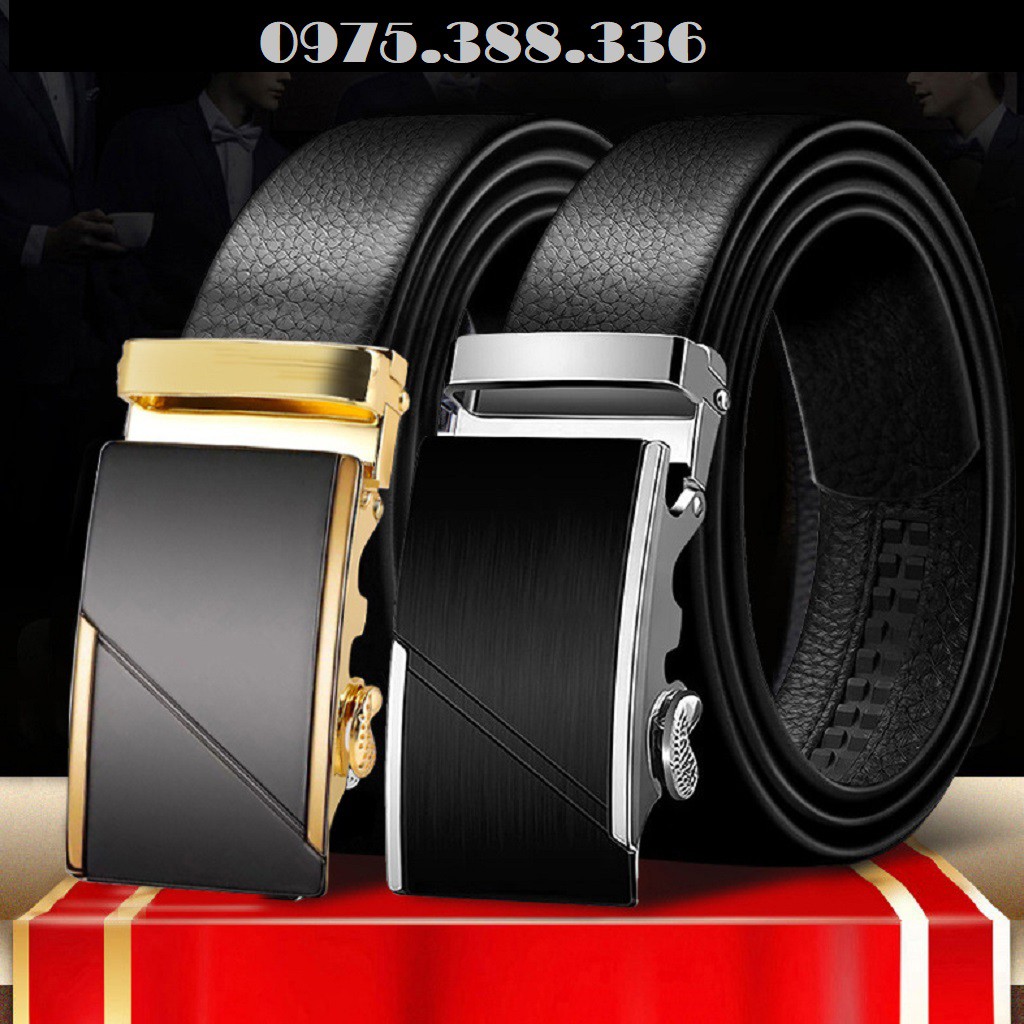 Thắt Lưng Da Nam Khóa Tự Động Cao Cấp - Thắt Lưng Nam Da Bò 100% Chính Hãng Pedro Mạ Vàng Bạc Phối Quần Âu Nam Tính GC35