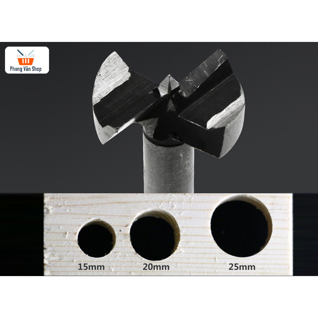 Bộ 5 mũi khoan gỗ khoét lỗ tròn 15mm 20mm 25mm 30mm 35mm